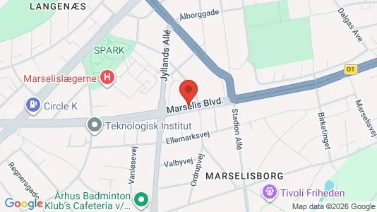 Erhvervslokaler til leje i Århus C - kort over placeringen