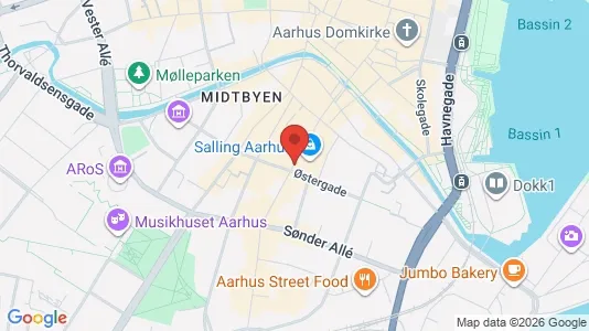 Erhvervslokaler til leje i Århus C - kort over placeringen