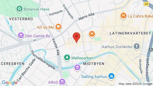 Erhvervslokaler til leje i Århus C - kort over placeringen