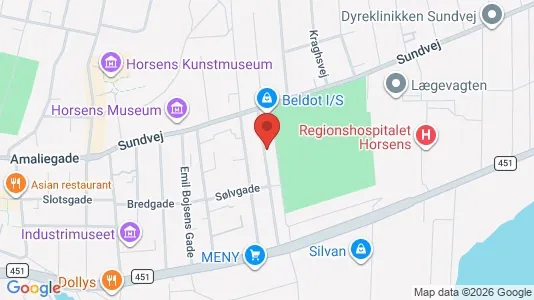 Erhvervslokaler til leje i Horsens - kort over placeringen