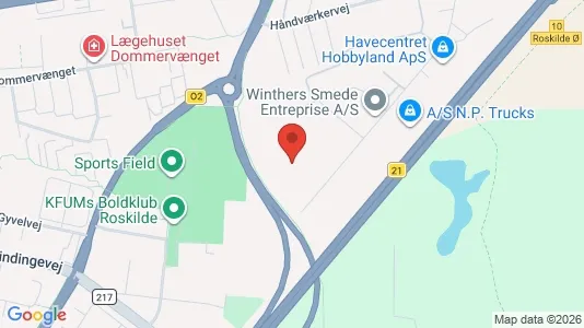 Erhvervslokaler til leje i Roskilde - kort over placeringen