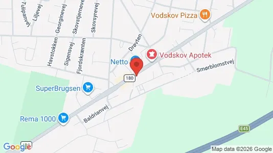Erhvervslokaler til leje i Vodskov - kort over placeringen