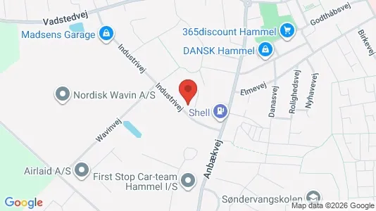 Erhvervslokaler til leje i Hammel - kort over placeringen