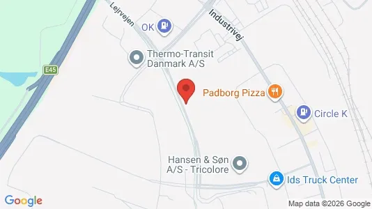 Erhvervslokaler til leje i Padborg - kort over placeringen