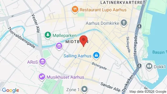 Erhvervslokaler til leje i Århus C - kort over placeringen