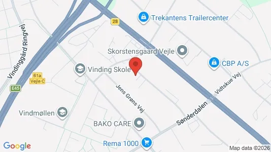 Erhvervslokaler til leje i Vejle Centrum - kort over placeringen