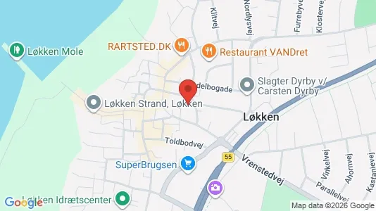 Erhvervslokaler til leje i Løkken - kort over placeringen