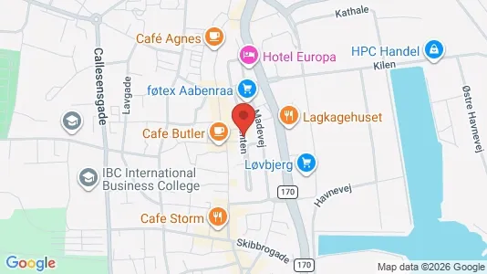 Erhvervslokaler til leje i Aabenraa - kort over placeringen