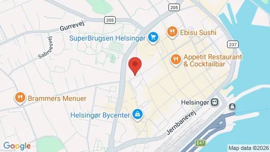Erhvervslokaler til leje i Helsingør - kort over placeringen