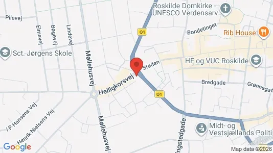 Erhvervslokaler til leje i Roskilde - kort over placeringen