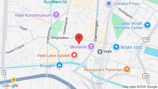 Erhvervslokaler til leje i Vejle Centrum - kort over placeringen
