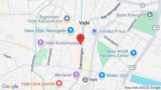 Erhvervslokaler til leje i Vejle Centrum - kort over placeringen