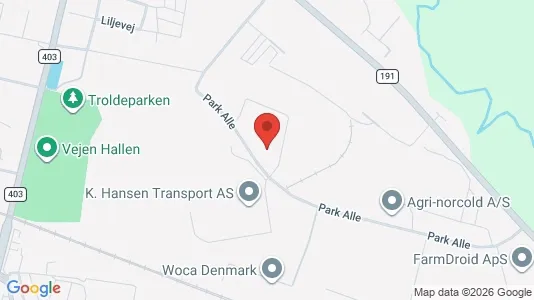 Erhvervslokaler til leje i Vejen - kort over placeringen