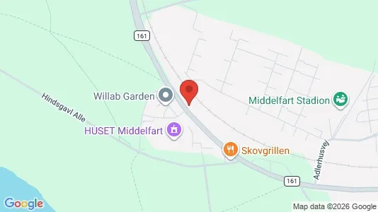 Erhvervslokaler til leje i Middelfart - kort over placeringen