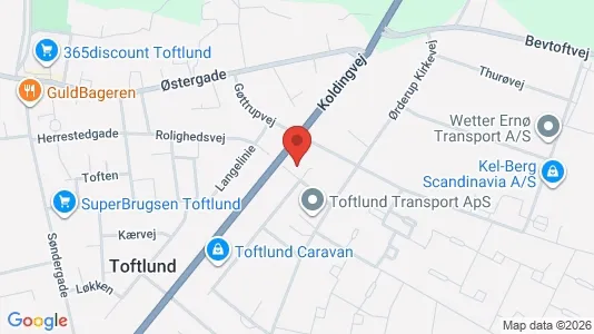 Erhvervslokaler til leje i Toftlund - kort over placeringen