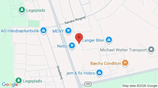 Erhvervslokaler til leje i Hobro - kort over placeringen