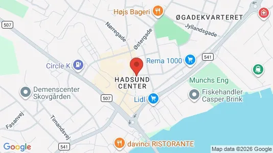 Erhvervslokaler til leje i Hadsund - kort over placeringen