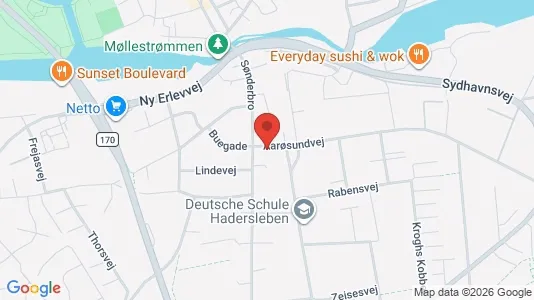 Erhvervslokaler til leje i Haderslev - kort over placeringen