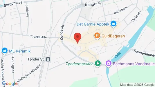 Erhvervslokaler til leje i Tønder - kort over placeringen