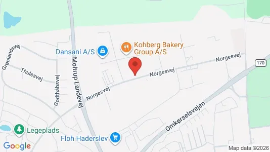 Erhvervslokaler til leje i Haderslev - kort over placeringen