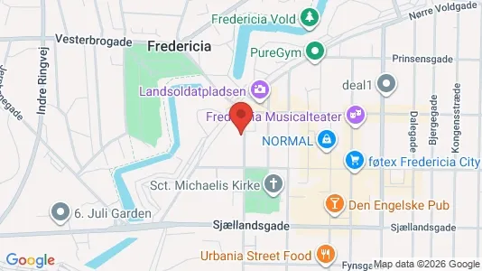 Erhvervslokaler til leje i Fredericia - kort over placeringen