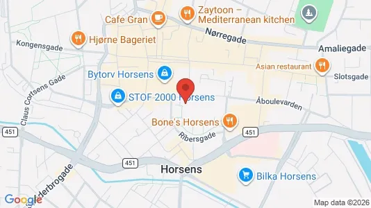 Erhvervslokaler til leje i Horsens - kort over placeringen