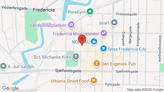 Erhvervslokaler til leje i Fredericia - kort over placeringen