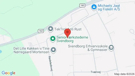 Erhvervslokaler til leje i Svendborg - kort over placeringen