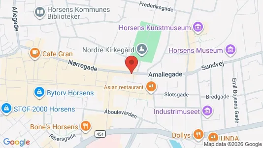 Erhvervslokaler til leje i Horsens - kort over placeringen