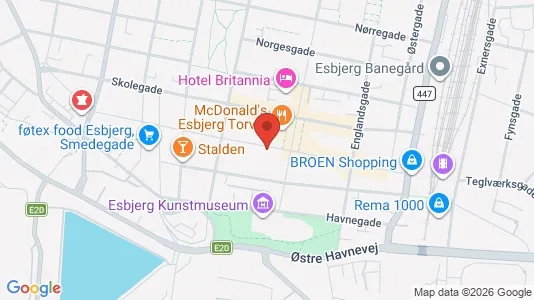 Erhvervslokaler til leje i Esbjerg Centrum - kort over placeringen
