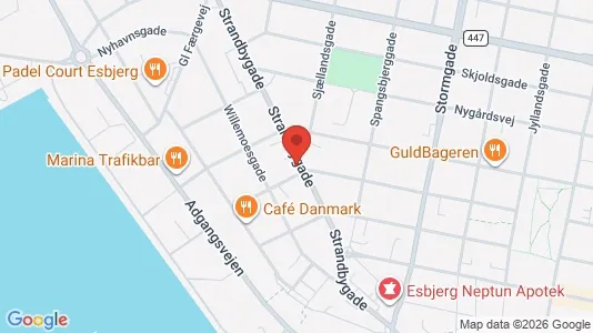 Erhvervslokaler til leje i Esbjerg Centrum - kort over placeringen