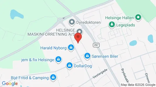 Erhvervslokaler til leje i Helsinge - kort over placeringen