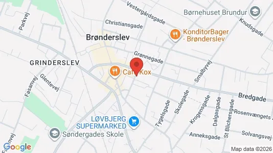 Erhvervslokaler til leje i Brønderslev - kort over placeringen