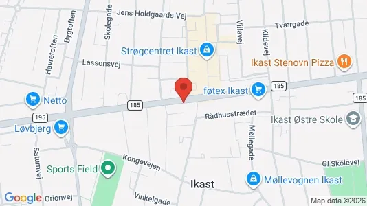Erhvervslokaler til leje i Ikast - kort over placeringen