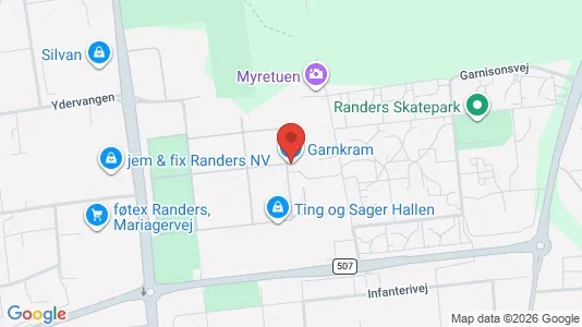 Erhvervslokaler til leje i Randers NØ - kort over placeringen