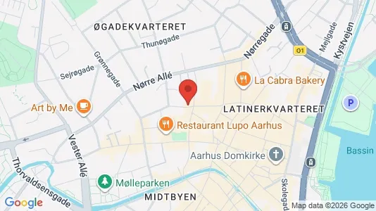 Erhvervslokaler til leje i Århus C - kort over placeringen