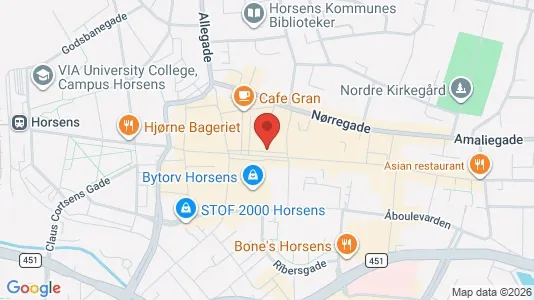 Erhvervslokaler til leje i Horsens - kort over placeringen