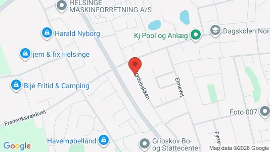 Erhvervslokaler til leje i Helsinge - kort over placeringen