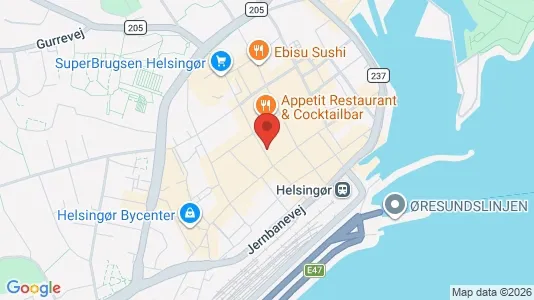 Erhvervslokaler til leje i Helsingør - kort over placeringen