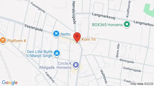 Erhvervslokaler til leje i Horsens - kort over placeringen