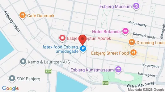 Erhvervslokaler til leje i Esbjerg Centrum - kort over placeringen