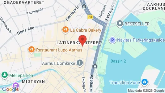 Erhvervslokaler til leje i Århus C - kort over placeringen