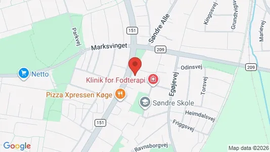 Erhvervslokaler til leje i Køge - kort over placeringen