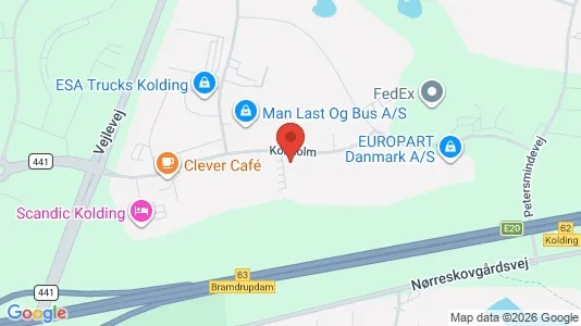 Erhvervslokaler til leje i Kolding - kort over placeringen