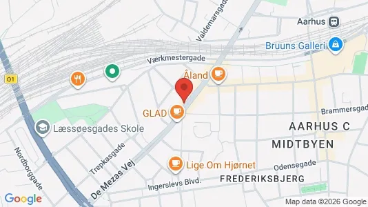 Erhvervslokaler til leje i Århus C - kort over placeringen