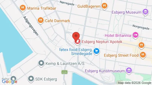Erhvervslokaler til leje i Esbjerg Centrum - kort over placeringen