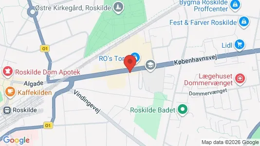 Erhvervslokaler til leje i Roskilde - kort over placeringen