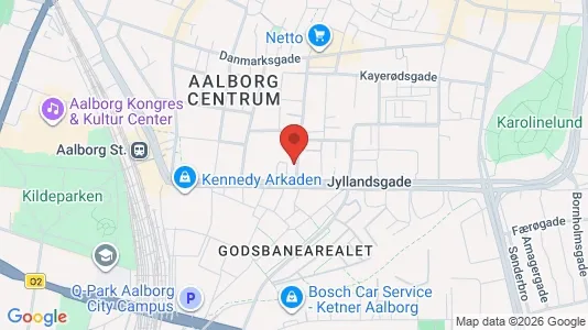 Erhvervslokaler til leje i Aalborg Centrum - kort over placeringen