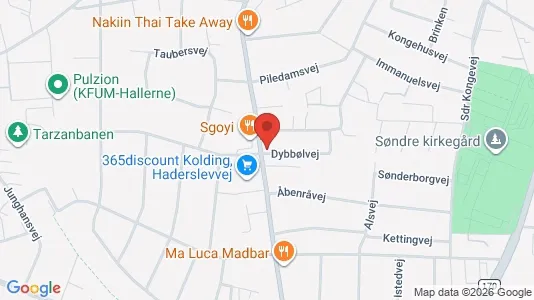Erhvervslokaler til leje i Kolding - kort over placeringen