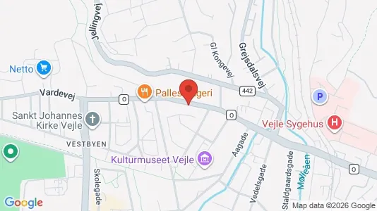 Erhvervslokaler til leje i Vejle Centrum - kort over placeringen